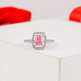 Silver Fancy Pink Sapphire CZ Ring